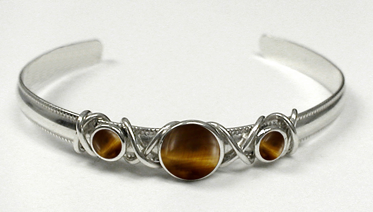 Sterling Silver Hand Made Cuff Bracelet With Tiger Eye